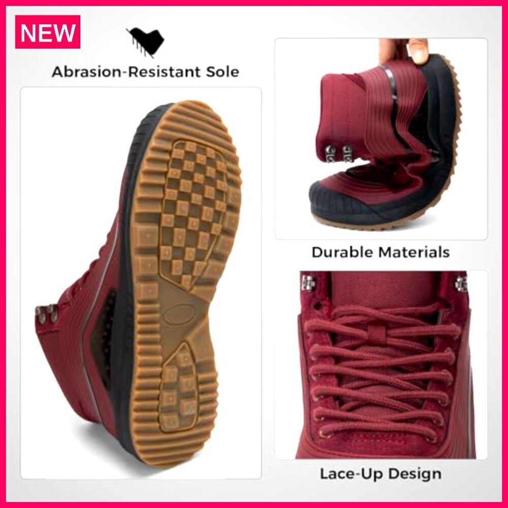 Waterproof Winter Boots Women's Ankle Fur Lined Lightweight Insulated Snow Shoes - Picture 5 of 8